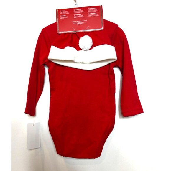 Bloomin Baby 3-Piece Santa Outfit Set Bodysuit Hat & Socks 3-6M Red/White NWT - Picture 2 of 5